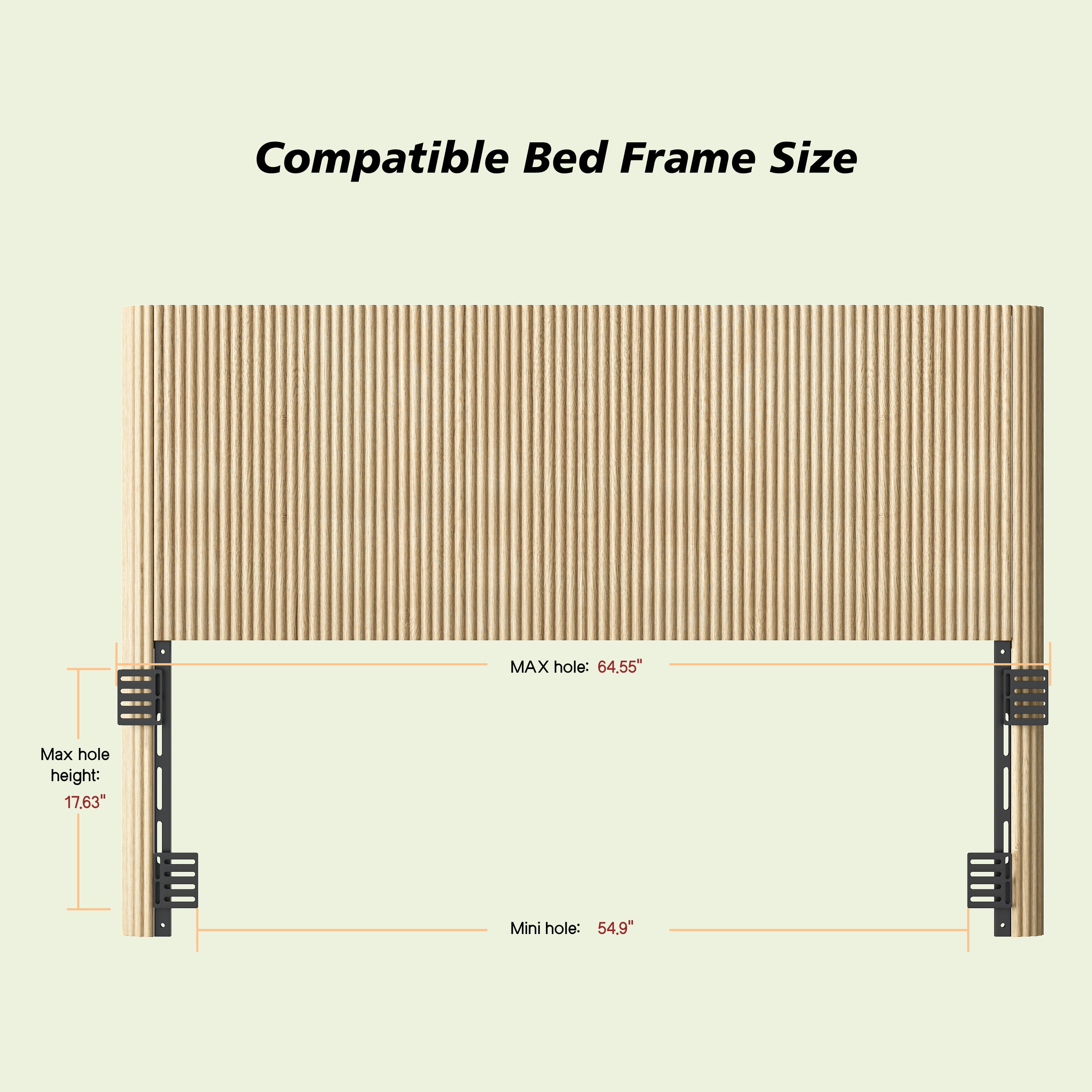Modern Wooden Headboard with Arched Corrugated Design for Queen Bed, Vertical Grain Wall-Mount Headboard, Farmhouse Style, Easy Install, Oak