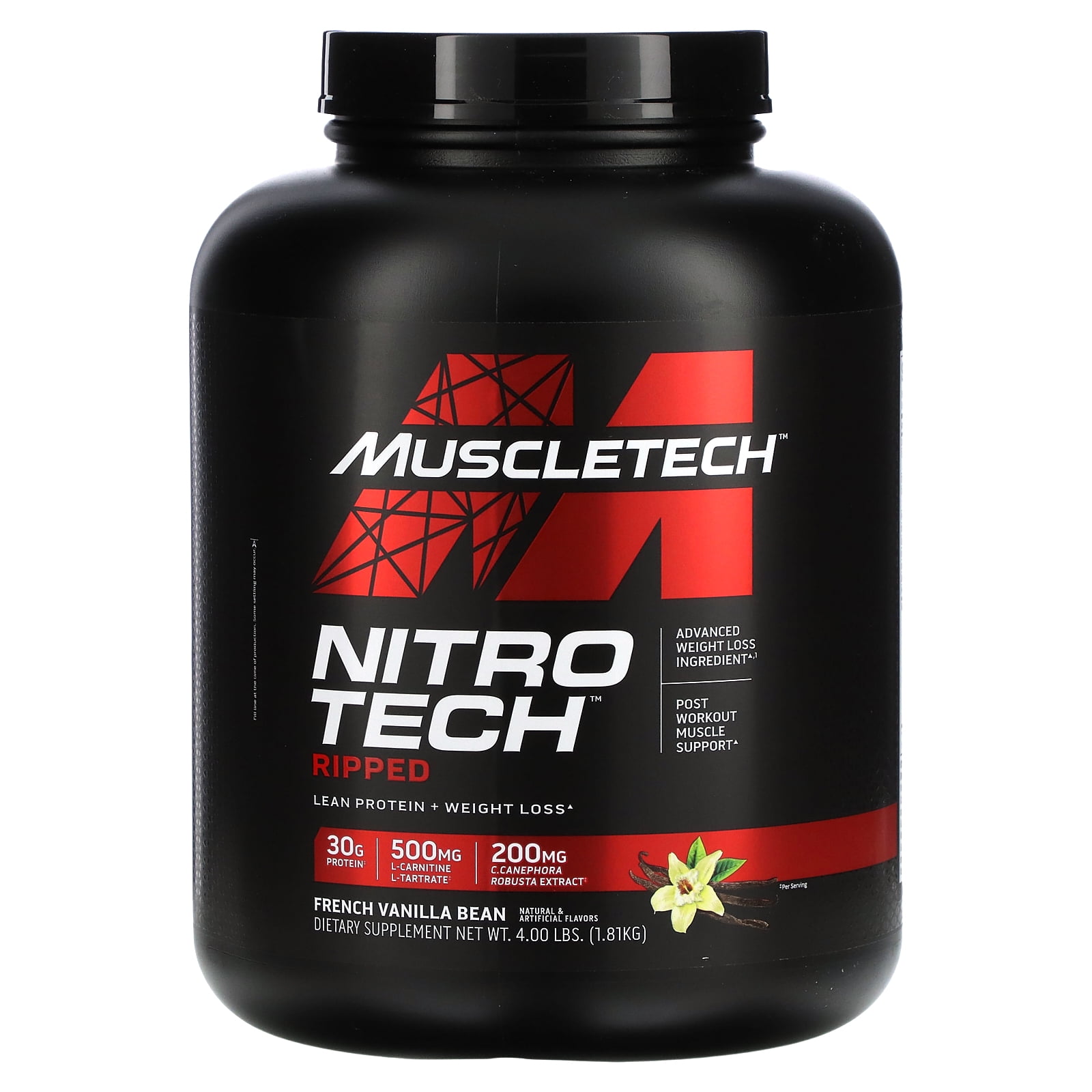 Nitro Tech Ripped Lean Protein Weight Loss French Vanilla Bean 4 