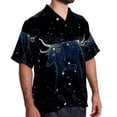 thumbnail image 2 of Taurus Constellation Men's Hawaiian Poplin Casual Printed Button Down Short Summer Beach Shirts, Unisex, 2 of 6