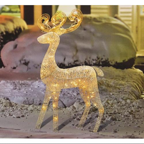 48&quot; Elegant Glittered White Reindeer Lighted Christmas Yard Art