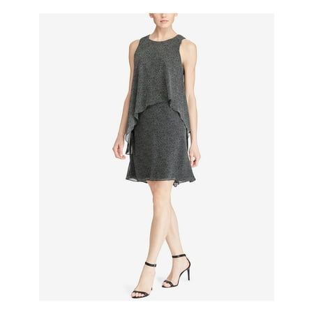 RALPH LAUREN $155 Womens New 1118 Black Polka Dot Sheer Shift Dress 12 Petites