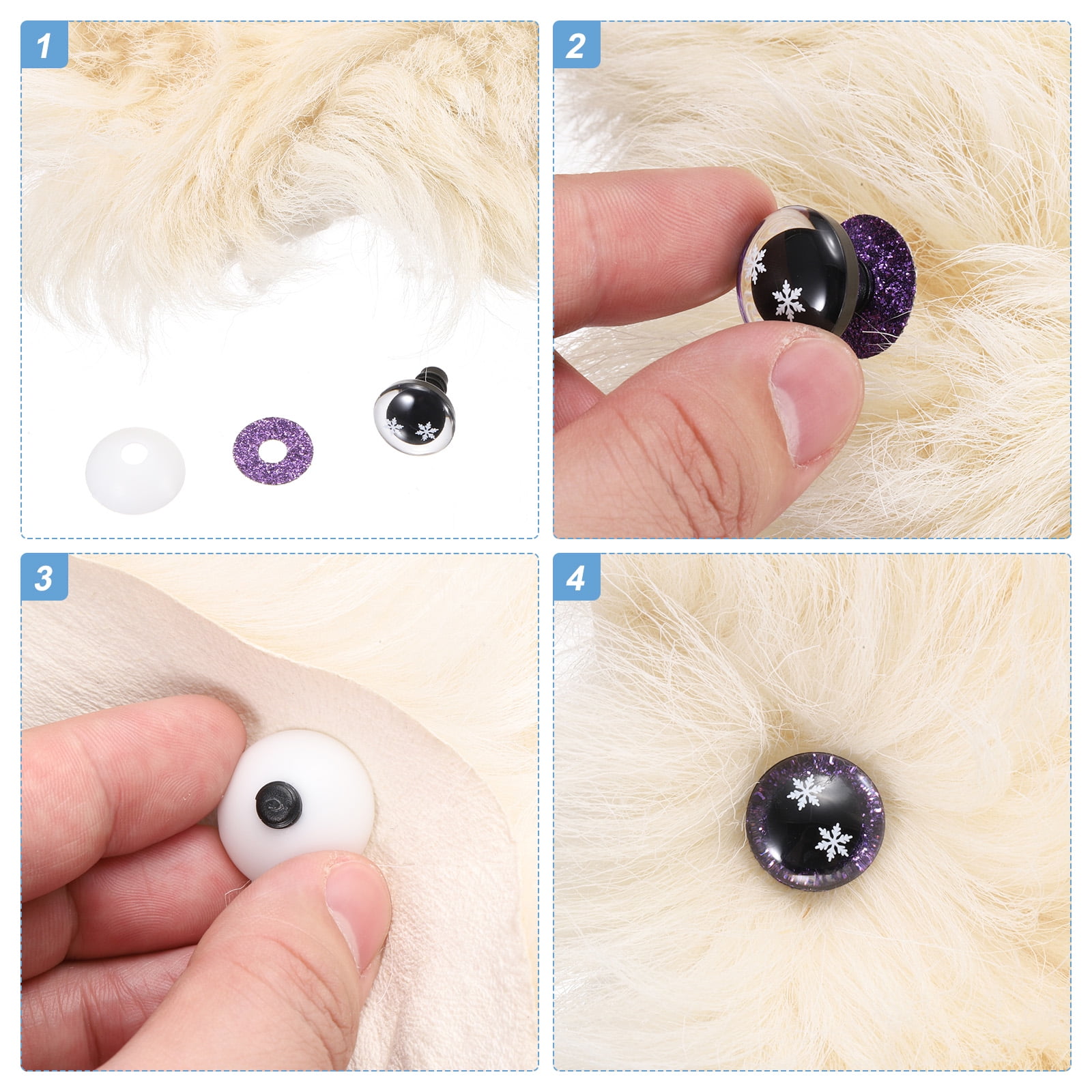 Uxcell 30mm Moon Safety Eyes, 50Pcs Realistic Doll Crocheting Safety Eyes Black