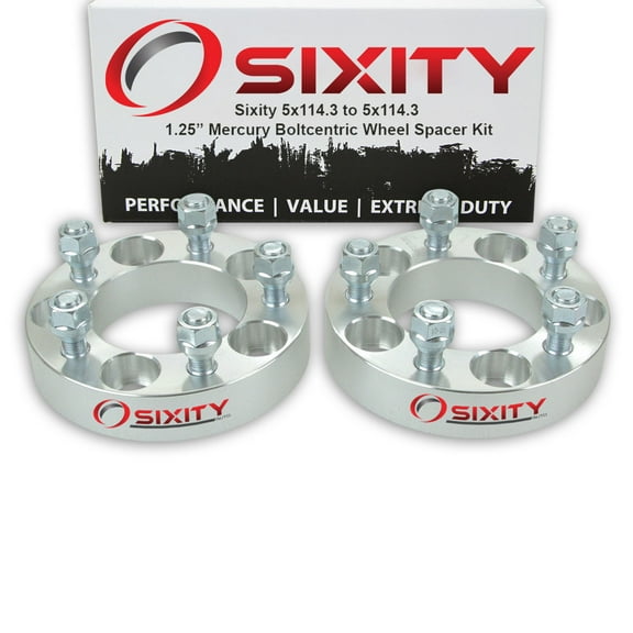 Sixity Auto 2 pc 1.25" 5x114.3 Wheel Spacers compatible with Mercury Cougar Marauder Mountaineer 1/2-20tpi 1.25in Studs Lugs