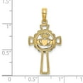 thumbnail image 2 of 15mm 14k Gold Religious Faith Cross With Irish Claddagh Celtic Trinity Knot Pendant Necklace for Women, 2 of 2