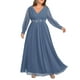 thumbnail image 4 of Vestido Pinup Fashion de chifón azul empolvado para mujer, madre novia, 4 of 6