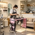 thumbnail image 6 of Detachable Pet Grooming Hammock Bathing Rack for Small Dogs Pink Mesh Elevated, 6 of 6