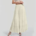 thumbnail image 2 of Fgnfyis Women's Flowy Chiffon Maxi Skirts Boho Summer Elastic Waist Pleated A-Line Long Skirt for a Stylish Beige XXXL, 2 of 4