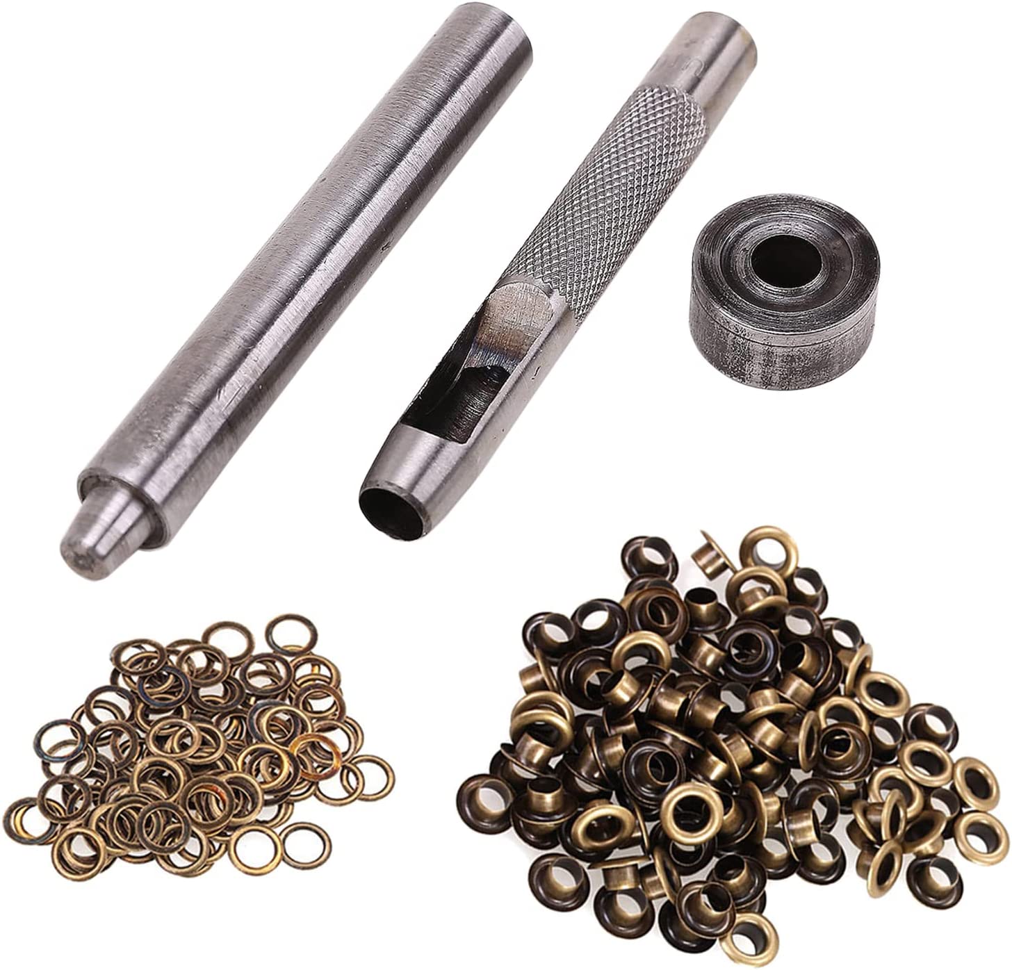 Trimming Shop 100 Set 5mm Eyelets Grommet with 3 Grommet Setting Tool  Eyelet Punch Kit for Leather, Fabric, Shoes, Handbag, Purses, Repair  Clothing