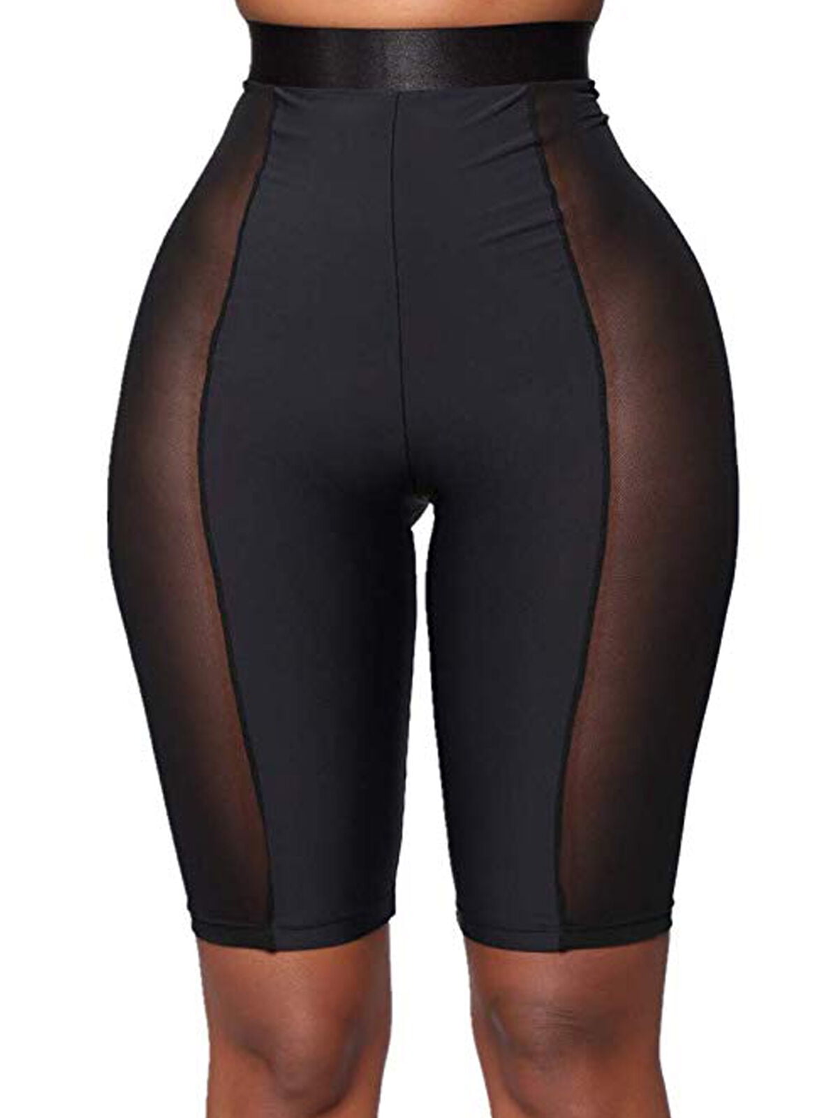 Multitrust Multitrust Women Stretch Sheer Mesh Shorts Workout Spandex