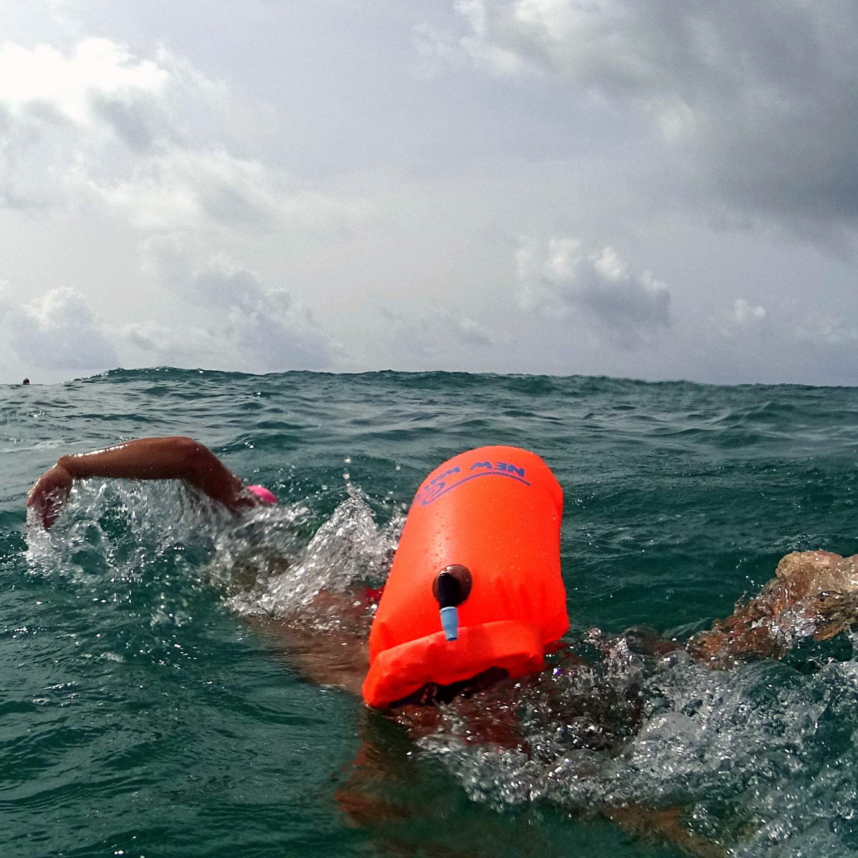 Orange Light and Visible Float for Safe Training and Racing Swim Buoy Swimming Tow Float and Dry bag for Open Water Swimmers and Triathletes 