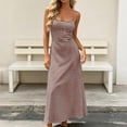 thumbnail image 5 of Womens Summer Dresses Striped Sleeveless Square Neck A Line Dress Soft Casual Lounge Maxi Dress Brown S, 5 of 5