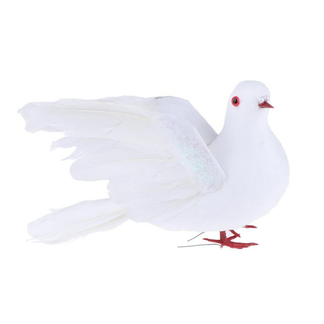 jinwen Simulation Artificial Feather White Flying Dove Bird Weddings Decor Ornament Flying Doves