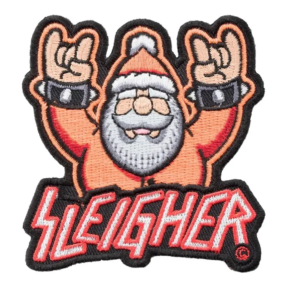 Heavy Metal Sleigher Santa Claus Patch, Christmas Patches.