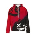 thumbnail image 4 of Awdenio Mens Sweatshirts Fashion Hooded Down Shoulder Sleeve Face Print Loose Hoodie Printed Pullover Dstring Long Sleeve Top Halloween Shirt, 4 of 5