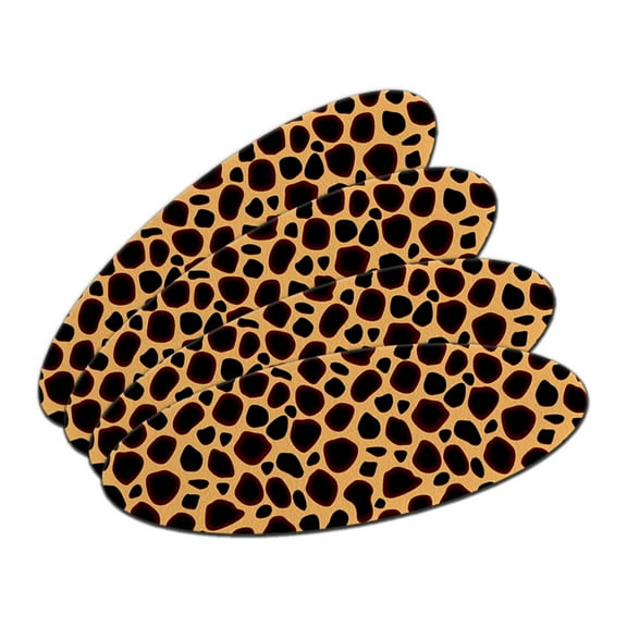 Cheetah Print Double-Sided Oval Nail File Emery Board Set 4 Pack