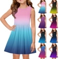 thumbnail image 2 of Grblisyd Girls Summer Dress Casual Sleeveless Gradient A-line Dress Flowy Crew Neck Tank Dress 7-8 Years, 2 of 5