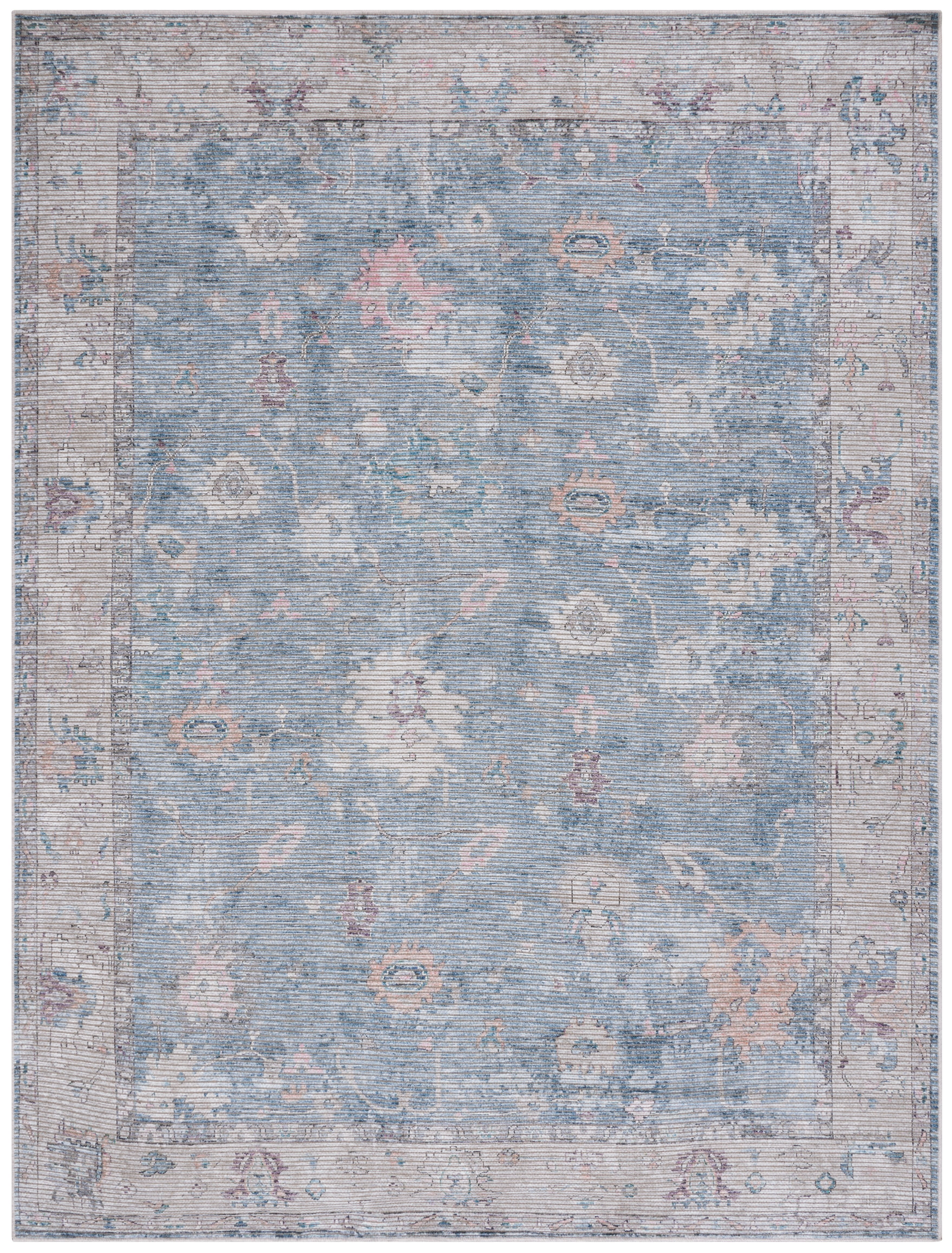 SAFAVIEH Serapi Maximillian Oriental Machine Washable Area Rug, Blue/Beige, 9' x 12'