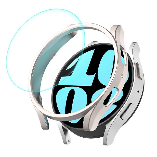 KAIYANG Para Samsung Galaxy Watch6 40 mm Estuche para reloj de PC galvanizado con película de pantalla de vidrio templado 9H de 0,2 mm Estilo B Samsung Galaxy Watch6 Multicolor