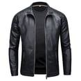 thumbnail image 1 of Abrigo de cuero con cuello alto, chaqueta de moda para hombre, chaqueta de cuero de primavera, ropa delgada y atractiva para primavera y otoño para hombre, 1 of 6