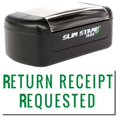 thumbnail image 1 of Slim Pre-Inked Narrow Font Return Receipt Requested Stamp, Slim 1444, Ultra Slim Design, Impression Size 1/2" by 1-3/4", Up to 25,000 Impressions - Green Ink, 1 of 10