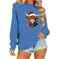 thumbnail image 2 of Ounisa Womens Valentines Sweatshirt Ox Graphic Print Pullover Casual Long Sleeve Valentine's Blouse Top, 2 of 6