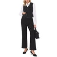 thumbnail image 2 of Chaleco formal de botón de cuello en V a rayas vintage para mujer INSPIRE CHIC M negro, 2 of 5