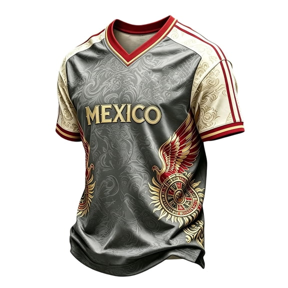 2026 Soccer Jerseys Shirts for Men Country Team Short Sleeve V Neck Fan International Football Shirt Retro Streetwear Top, Gray XXXXL