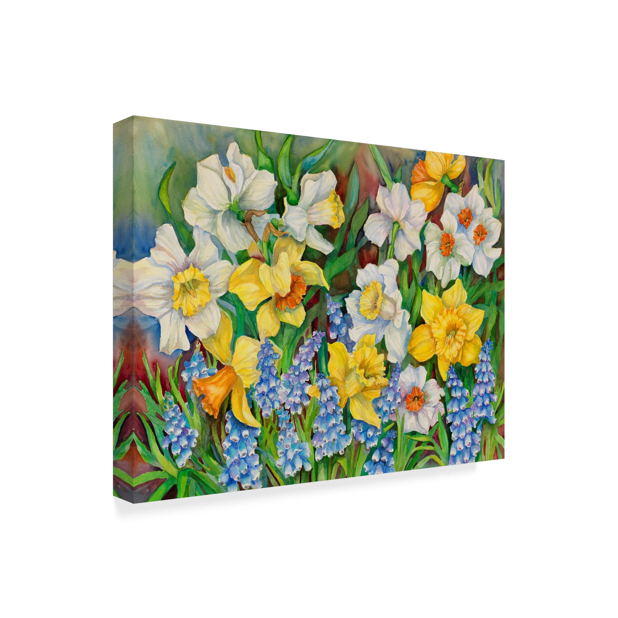 Trademark Fine Art 'Daffodils And Grape Hyacinths' Canvas Art by Joanne Porter