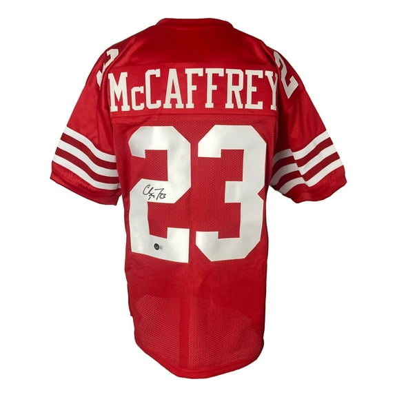 Christian McCaffrey San Francisco Signed Red Football Jersey BAS