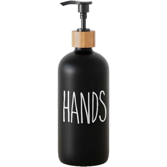 Soap Dispenser,Dish Soap Dispenser for Kitchen Sink.Glass Hand Soap Dispenser, Modern Farmhouse Decor Dish Soap Pump for Bathroom,Kitchen Sink Decor (Black-Dishes)