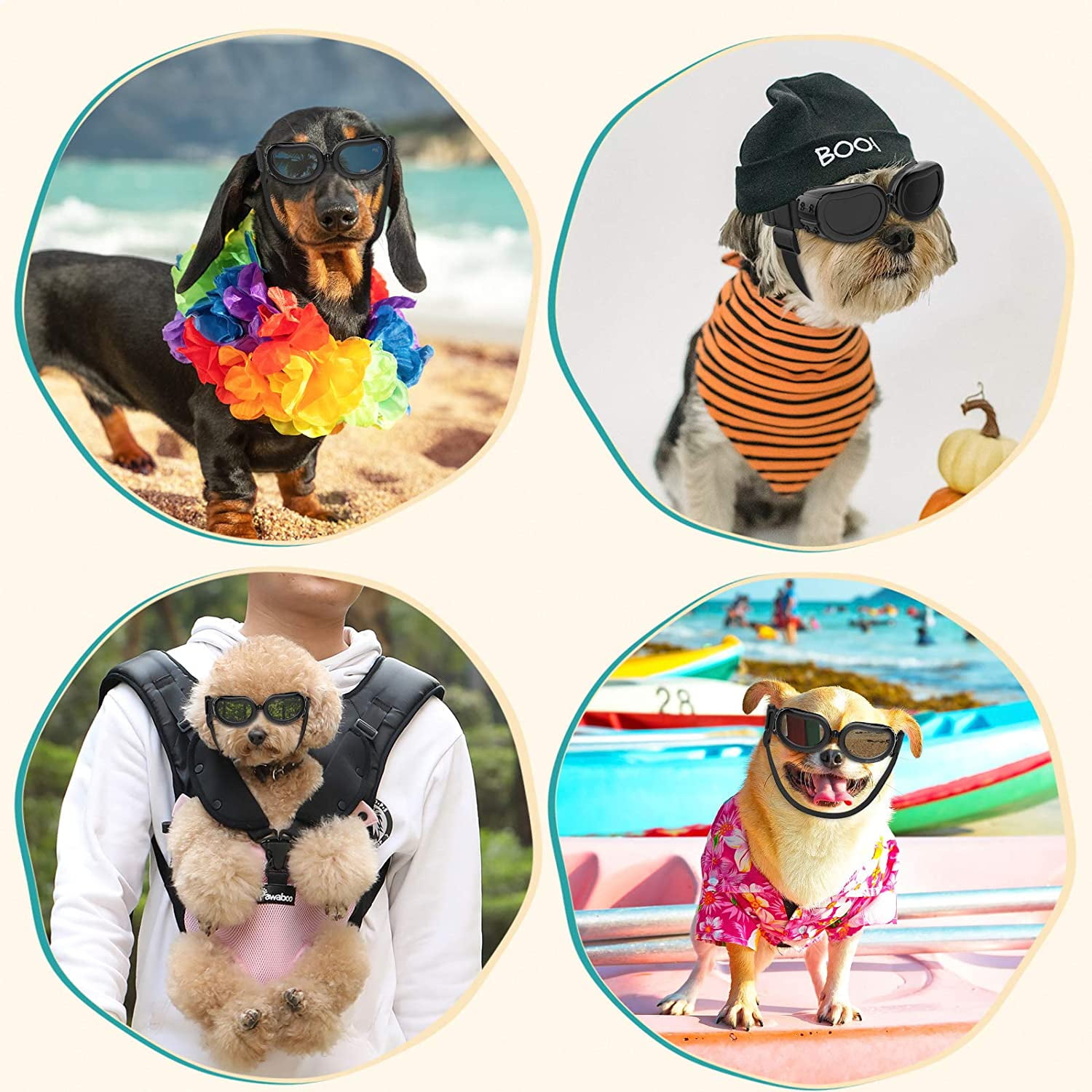 Iguohao Dog Sunglasses Small Dog Goggles With Adjustable Band Waterproof Windproof Snowproof Cool Glasses For Puppy And Cat Black 5.2 X 1.89 X 1.65