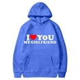 thumbnail image 2 of Jacenvly Matching Couples Sweatshirt Long Sleeve Shirts Heart Pattern Hooded Loose Casual I Love You My Girlfriend Valentine'S Day Couple Hooded Fleece Pocket Sweater Coat Blue, 2 of 4