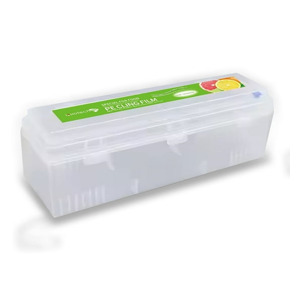 Innotech SC Plastic Cling Wrap Dispenser With Slider Cutter - Refillable Food Wrap Stretch Clear Film 11.8 Inch by 1198 Ft (Cutting Box Cling Film)