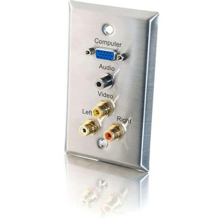 Video Combo Faceplate - C2G 40487 C2G 5-Port Audio & Video Faceplate - 1-gang - HD-15 VGA, 3.5mm Audio, RCA Component Video, RCA Stereo Speaker