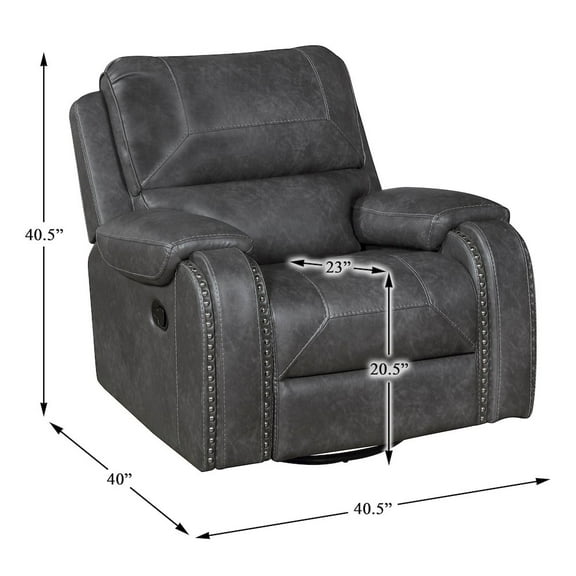 Lexicon Newnan Faux leather Swivel Glider Reclining Chair in Gray