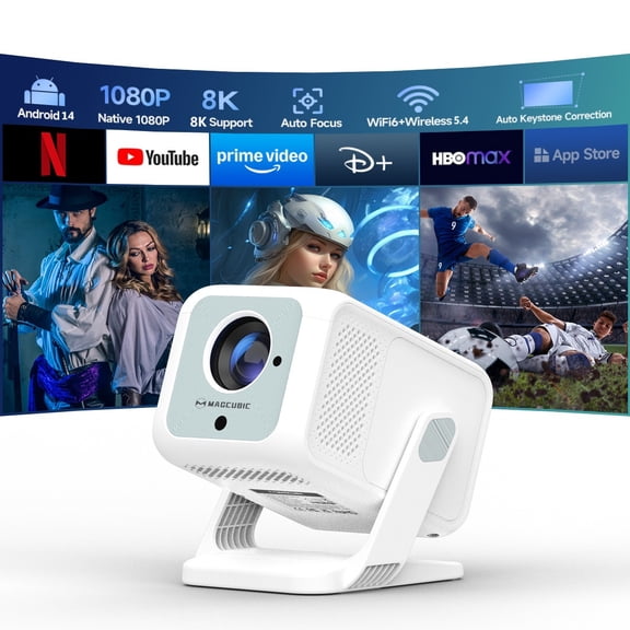[Auto Focus & 1080P Native] Magcubic 8K&4K Full HD Mini Projector With WiFi 6 & BT 5.4, 420 ANSI Lumens Brightness, Built-in APPs Auto Keystone for Outdoor & Home Theater Portable Projector HY310X