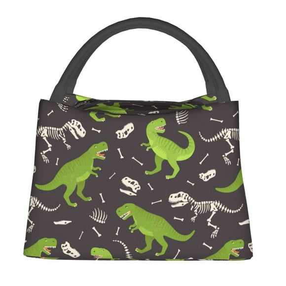 Fotbe Dinosaur Skeleton Bolsa Térmica Portátil con Estampado, Bolsa de Entrega de Alimentos Aislada, Bolsa Reutilizable de Gran Capacidad para Comidas y Supermercado