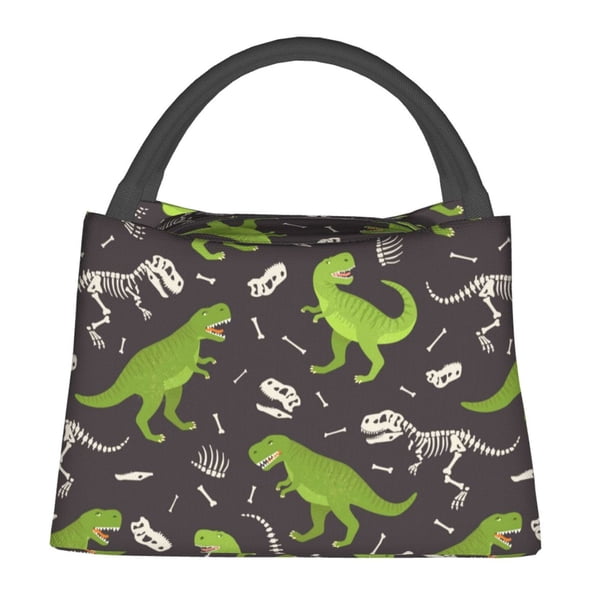 Fotbe Dinosaur Skeleton Bolsa Térmica Portátil con Estampado, Bolsa de Entrega de Alimentos Aislada, Bolsa Reutilizable de Gran Capacidad para Comidas y Supermercado