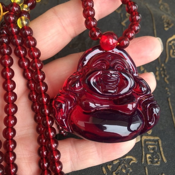 Red Buddha Pendant Necklace Unisex Religious Jewelry Spiritual Amulet Charm Ornament for Men Women Daily Wear or Gift