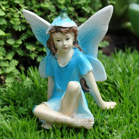 Belle Fairy Castle - Miniature Fairy Girl with Blue Wings for Miniature Garden, Fairy Garden