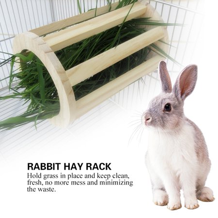 Ejoyous Rabbit Wooden Grass Feeder Non Toxic Hay Rack For Hamster