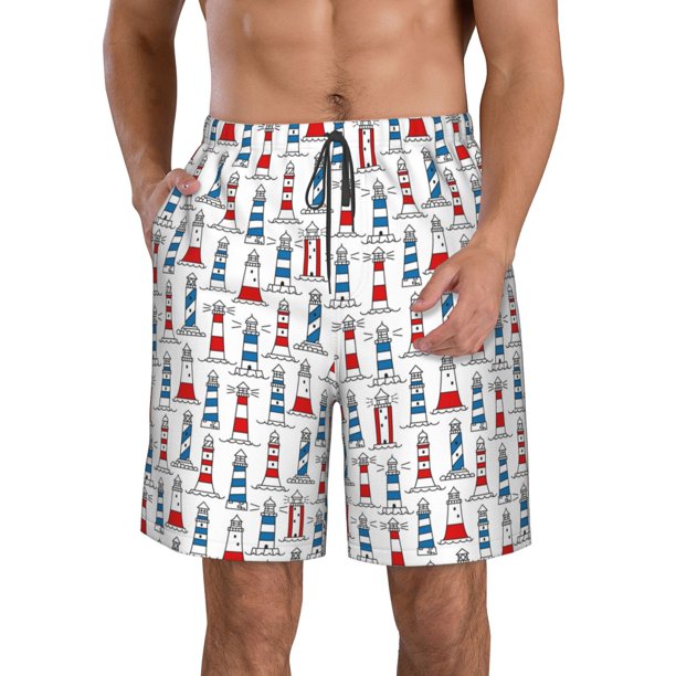 Balery Lighthouse And Beacon Traje de Baño Estilo Hawaiano para Hombre, Shorts de Secado Rápido con Bolsillos-XX-Large