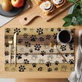 thumbnail image 2 of Cute Dog Claws Placemats Set of 6, Farmhouse Brown Wooden Grain Puppy Pawprints Placemats for Dining Table, Place Mats for Kitchen Tabletop, Waterproof Wipeable Dining Table Mats Set, 2 of 9