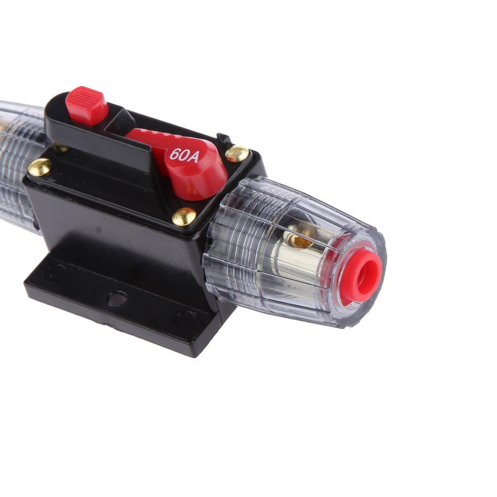 Wzmzjy 60A+30A Auto Car Protection Stereo Switch Fuse Holders Inline Circuit Breaker Reset Fuse Inverter For Car Audio System Protection 12V-24V DC