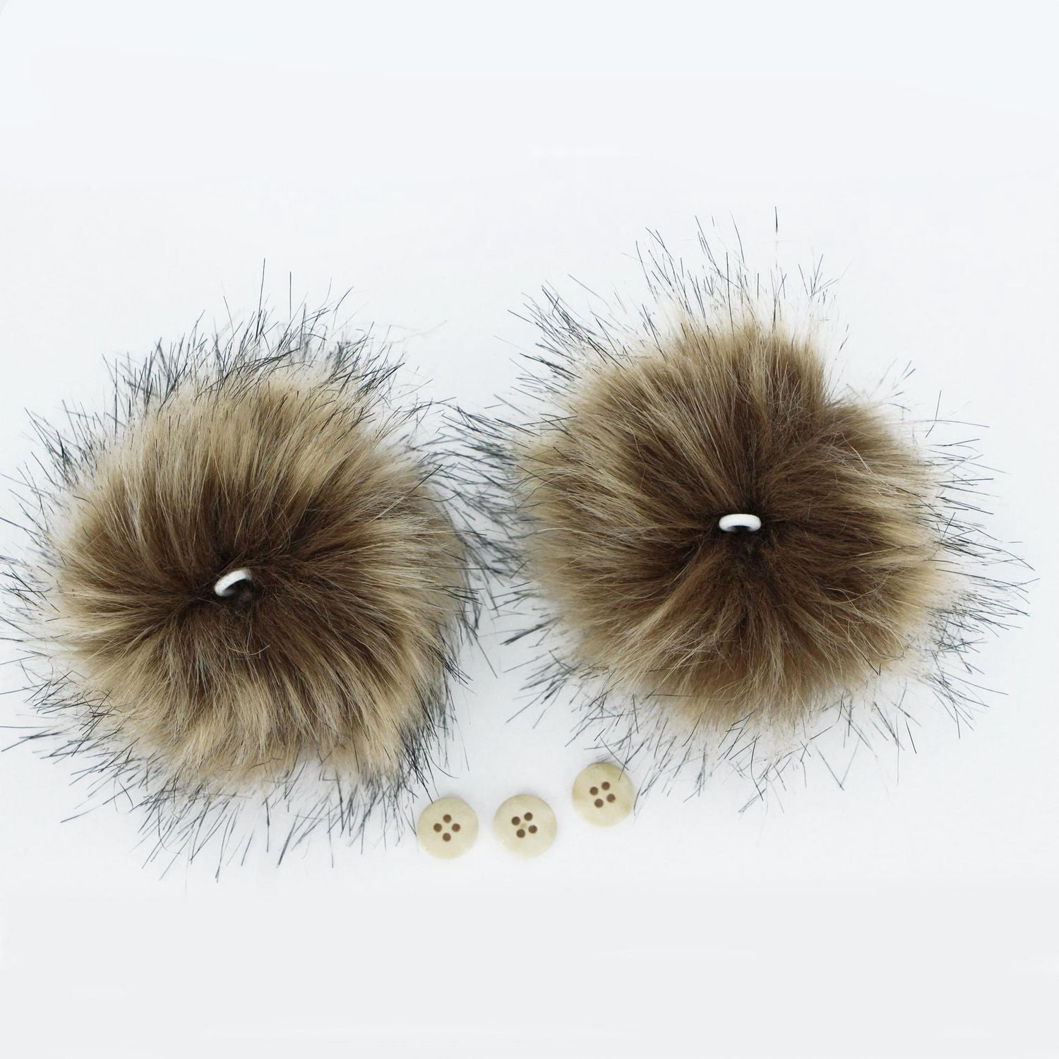 Love Knitting Pom Pom 4" Brown with Black Tip - 2pcs