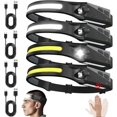 thumbnail image 1 of 4 - Pack Rechargeable Headlamps with Motion Sensor - 230 Wide Beam 5 Modes USB - C Waterproof for Camping, 1 of 5