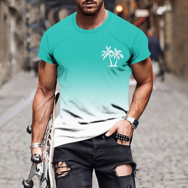 Tops para hombre, blusas y camisas de manga corta con cuello redondo para hombre, jersey informal de moda con estampado de cuello redondo para hombre, pantalones cortos deportivos para fitness, blusa