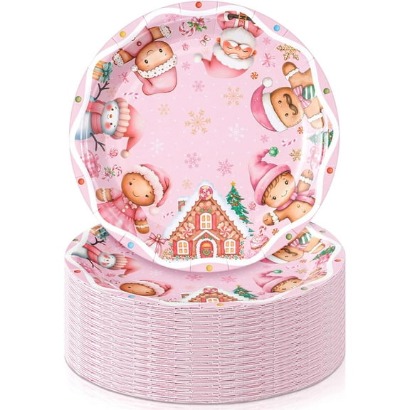 Neighborly Nook 100 Pcs 7 Inch Christmas Paper Plates Bulk Christmas Party Plates Disposable for Xmas Holiday Party Supplies Dishware(Gingerbread Man)