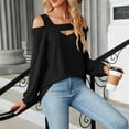 thumbnail image 5 of EDFBUYKRS Womens Fall Long Sleeve Tunic Tops Notch V Neck Shirt Casual Pleated Basic Pullover S, 5 of 9