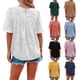 thumbnail image 5 of TRKIYQC, camisetas para mujer, camisetas de verano de chifón liso/flor/hojas, camisetas de encaje sueltas acampanadas, camisetas de manga corta, chaleco informal, ropa de calle TRKIYQC perder, 5 of 6